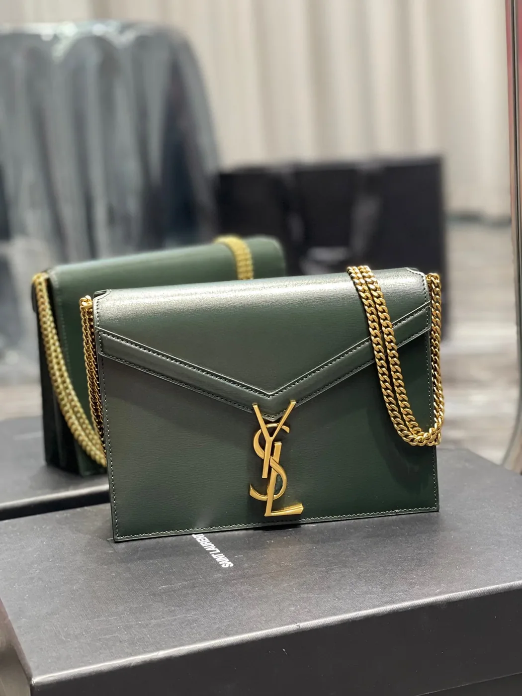 Saint Laurent Cassandra Medium Shoulder Bag in Green Gold Hardware Saint Laurent Cassandra Medium Shoulder Bag in Green Gold Hardware