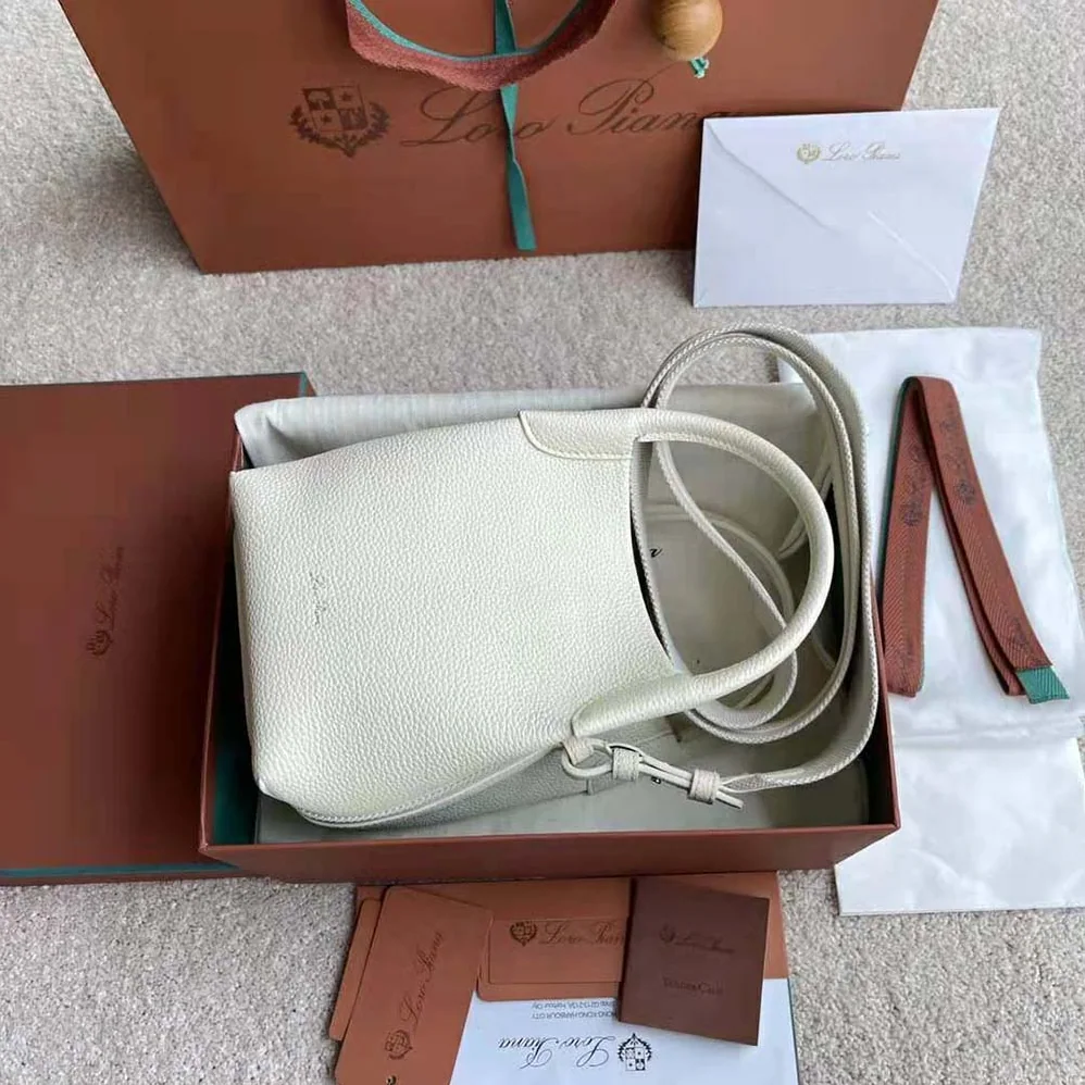 Loro Piana Micro Bale Bag in Calfskin Leather for Women in White Loro Piana Micro Bale Bag in Calfskin Leather for Women in White