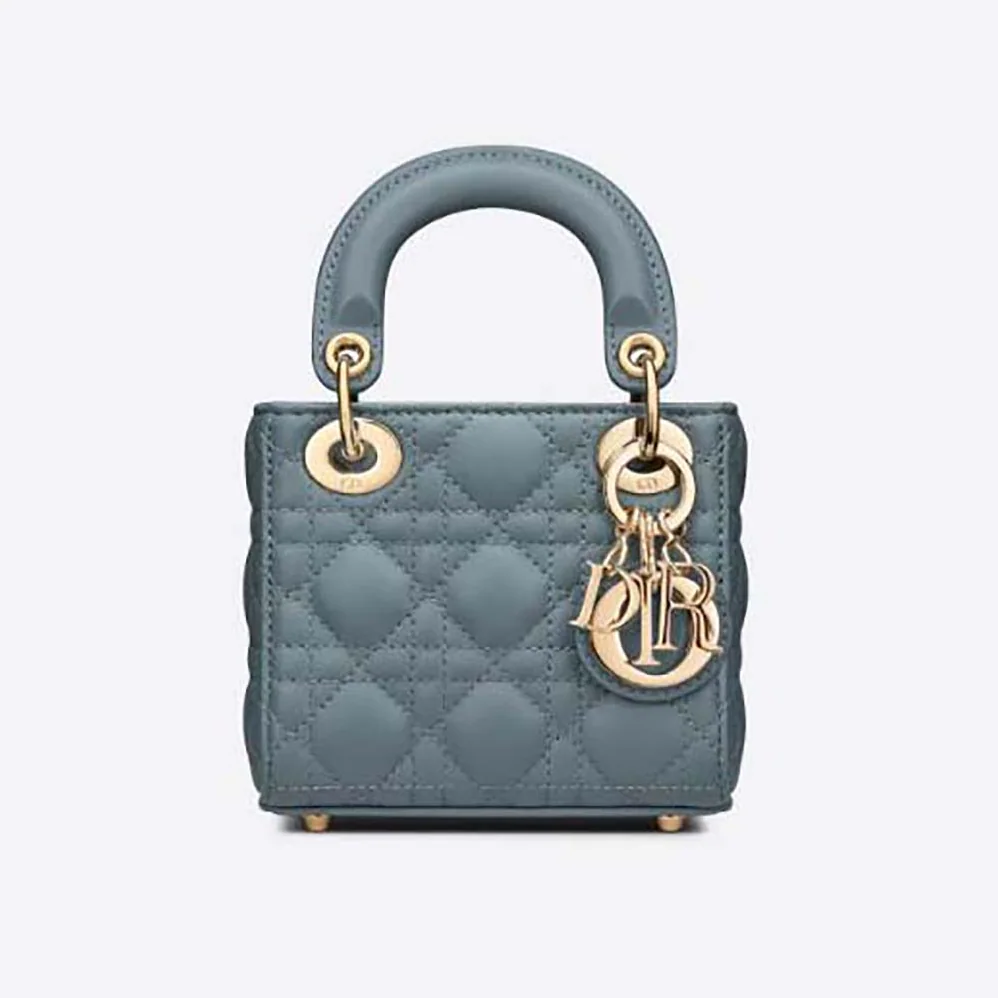 Dior Micro Lady Dior Bag Cloud Blue Cannage Lambskin for Women