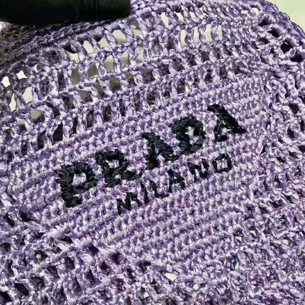 Prada Raffia Tote Bag with A Soft for Women in Purple