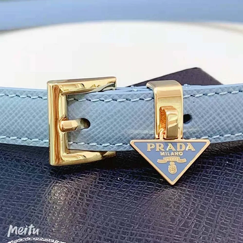 Prada Saffiano Leather Belt for Women in Blue