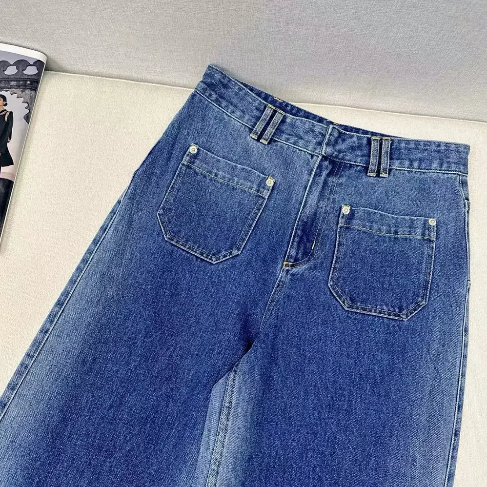 Dior Flared Jeans Blue Stonewashed Cotton Denim with Dior Oblique Interior for Women