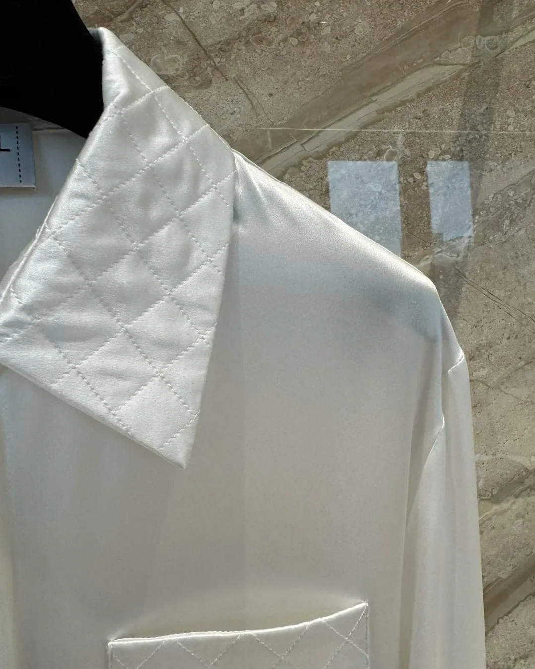 Chanel Quilted Button in Down Blouse Pearl White Chanel Quilted Button in Down Blouse Pearl White