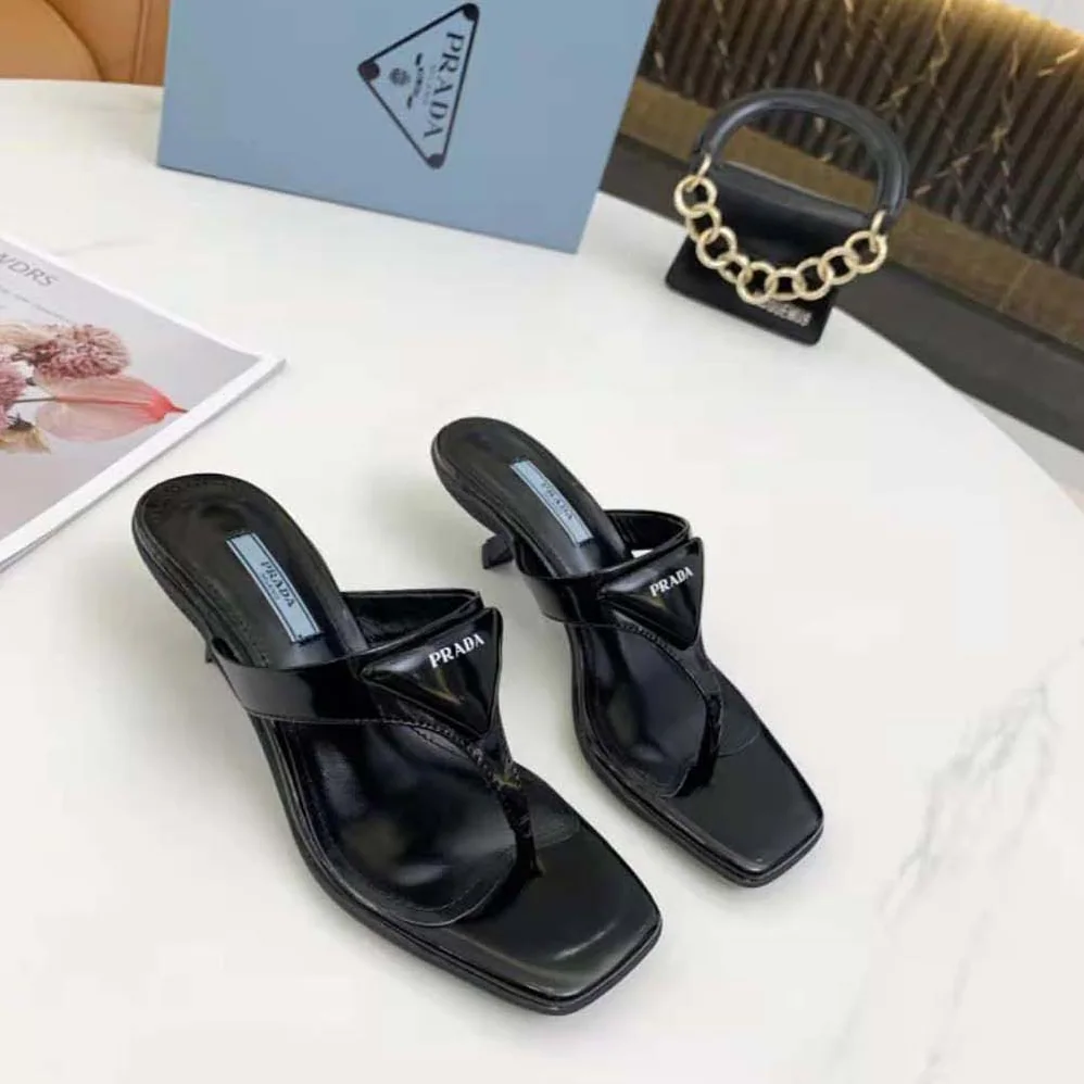 Prada Brushed Leather High for Women in heeled Thong Sandals Prada Brushed Leather High for Women in heeled Thong Sandals