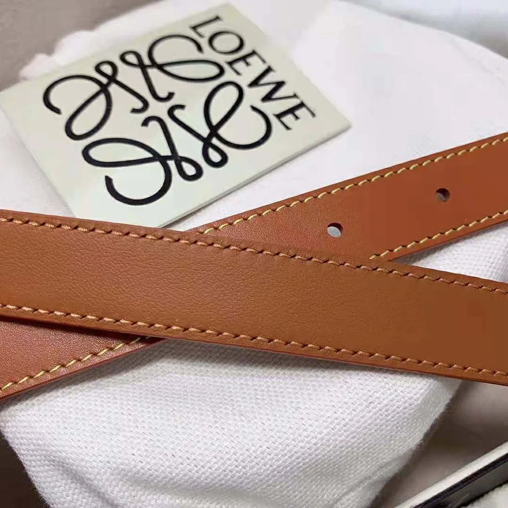 Loewe Anagram Belt in Pebble Grain Calfskin for Women in Tan/Gold Loewe Anagram Belt in Pebble Grain Calfskin for Women in Tan/Gold