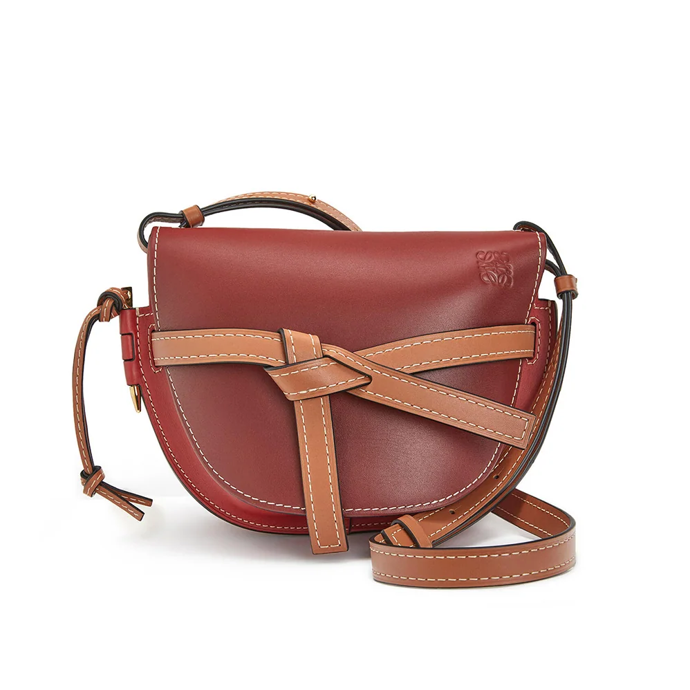 Loewe Small Gate Bag in Soft Calfskin for Women in Maroon Loewe Small Gate Bag in Soft Calfskin for Women in Maroon