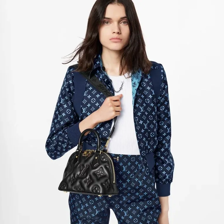 Louis Vuitton Alma BB Top Handle Bag in Black Gold Hardware