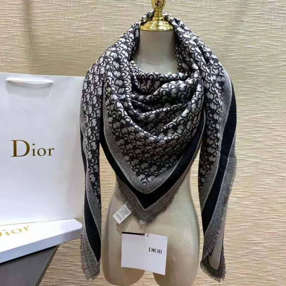 Dior Oblique Shawl Gray Wool Silk and Cotton for Unisex Dior Oblique Shawl Gray Wool Silk and Cotton for Unisex
