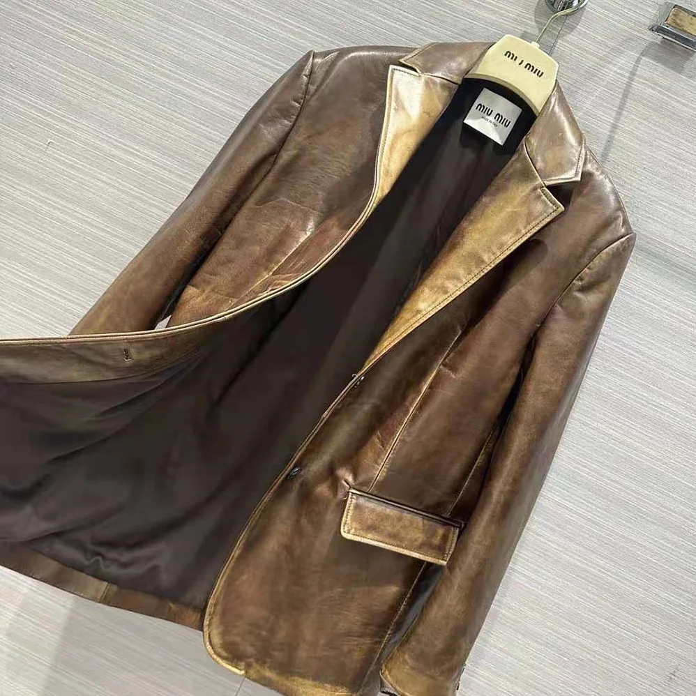 Miu Miu Nappa Leather Jacket with Hot for Women in stamped Logo Miu Miu Nappa Leather Jacket with Hot for Women in stamped Logo