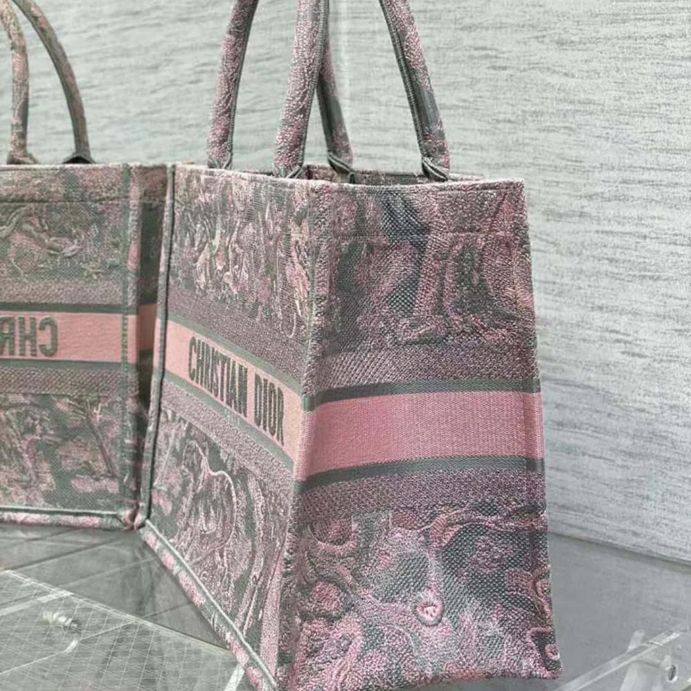 Dior Medium Dior Book Tote Gray and Pink Toile de Jouy Reverse Embroidery for Women Dior Medium Dior Book Tote Gray and Pink Toile de Jouy Reverse Embroidery for Women