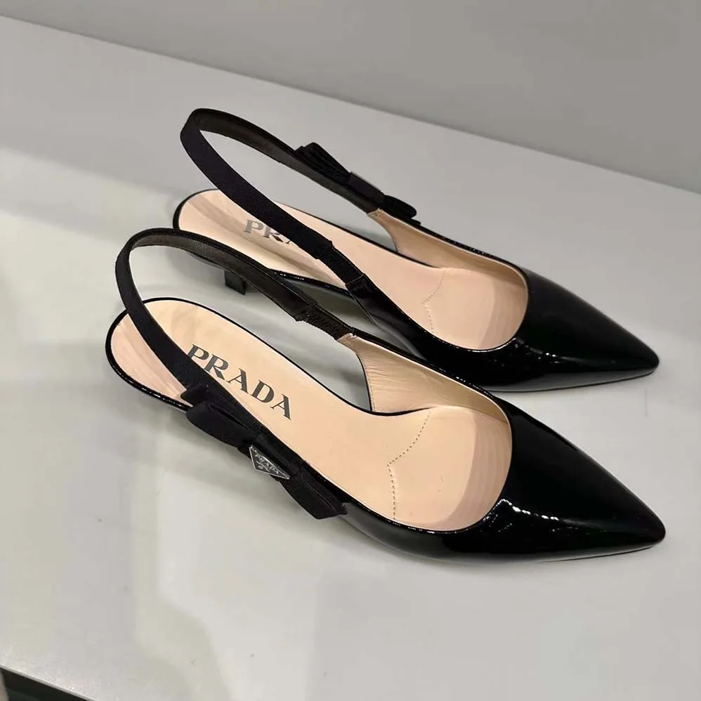 Prada Patent-Leather Slingback Pumps for Women in Black
