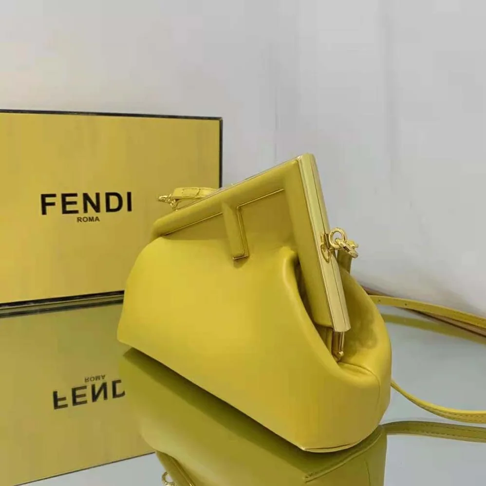 Fendi First Small Yellow Leather Bag for Women Fendi First Small Yellow Leather Bag for Women
