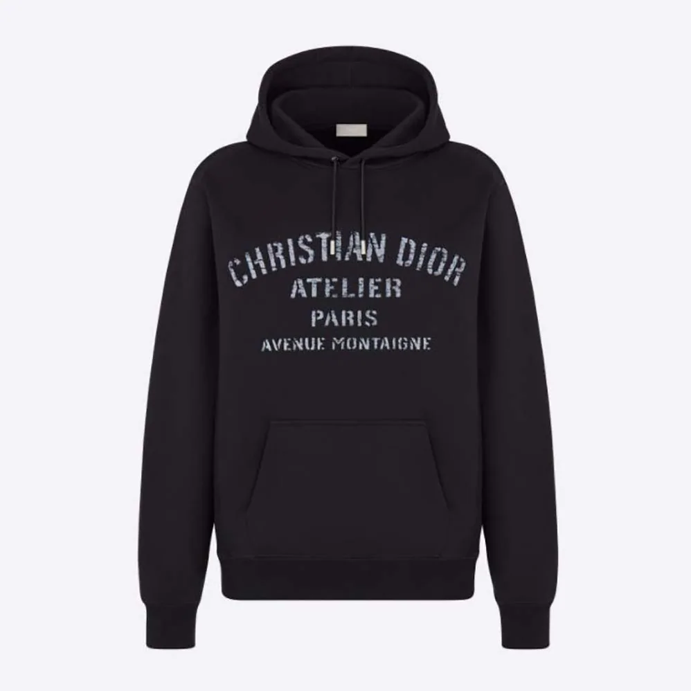 Dior Oversized Christian Dior Atelier Hooded Sweatshirt Black Cotton Fleece for Women