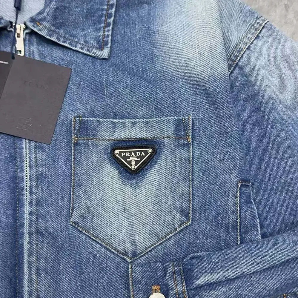 Prada Cropped Organic Denim Jacket for Women