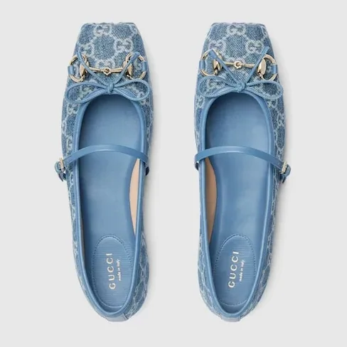 Gucci Horsebit Ballet Flats Blue Denim Gucci Horsebit Ballet Flats Blue Denim