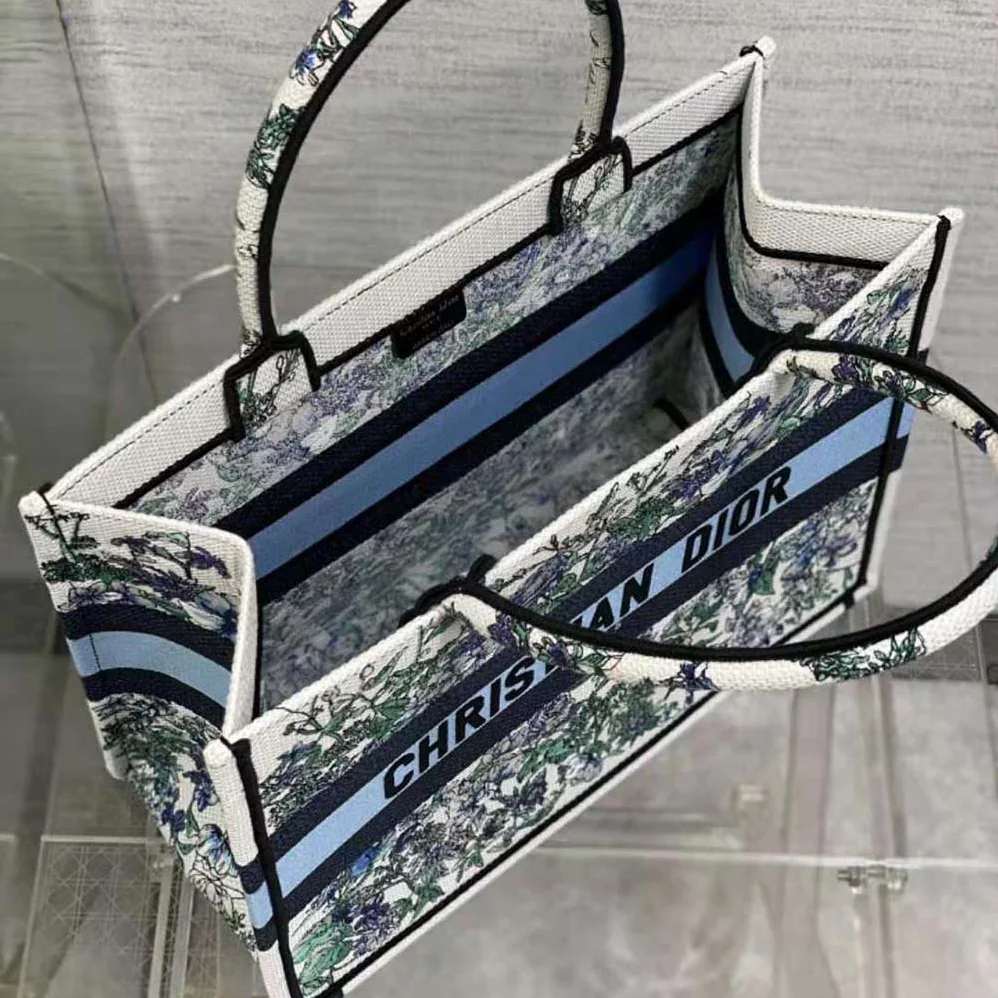 Dior Medium Dior Book Tote White Multicolor Flowers Constellation Embroidery for Women