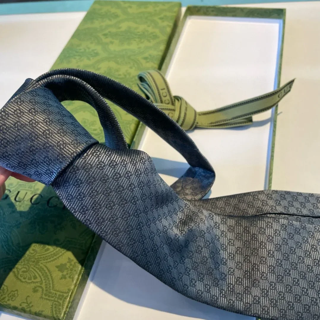 Gucci Monogram Interlocking G Jacquard Dark Grey Tie
