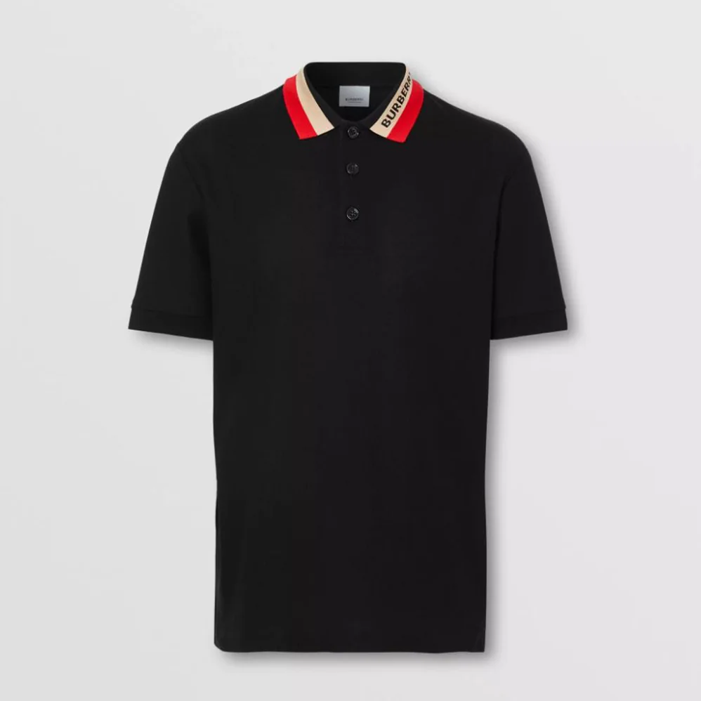 Burberry Logo Detail Cotton Pique Polo Shirt for Men in Black Burberry Logo Detail Cotton Pique Polo Shirt for Men in Black