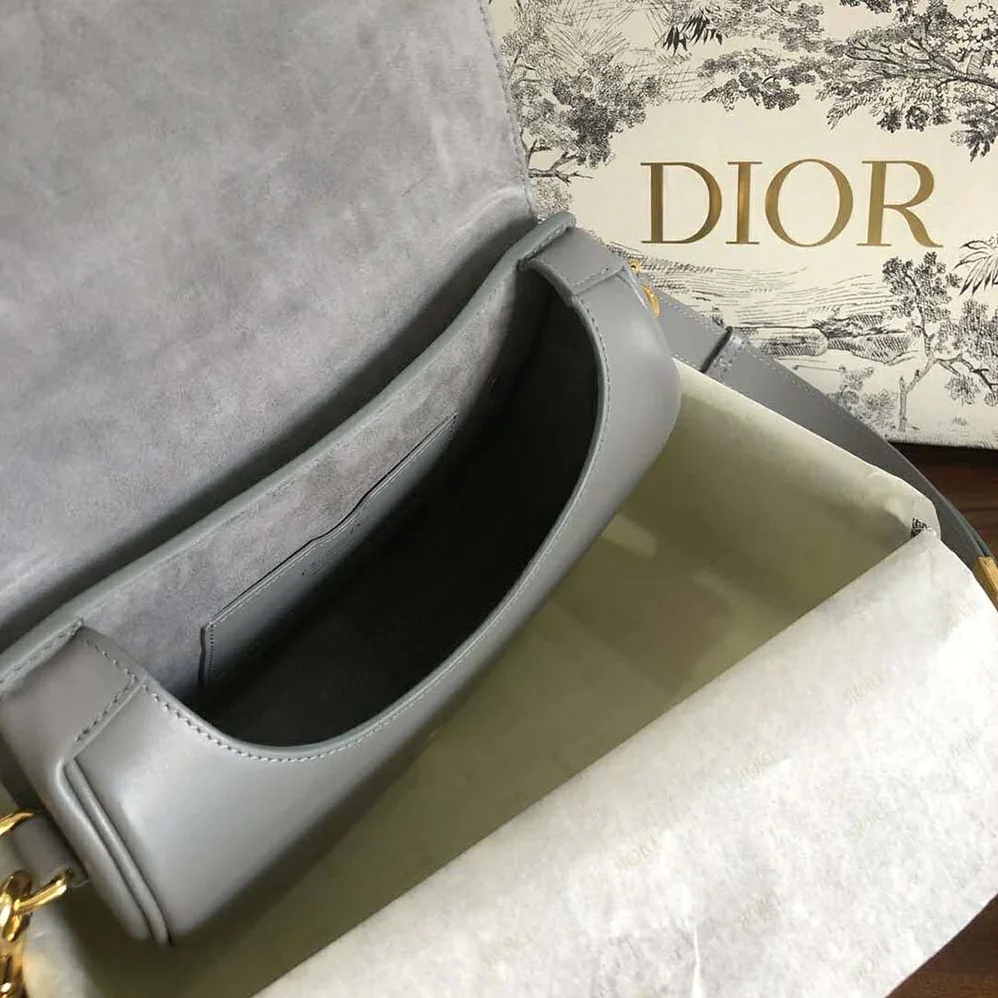 Dior Medium Dior Bobby Bag Denim Box Calfskin for Women in Silver