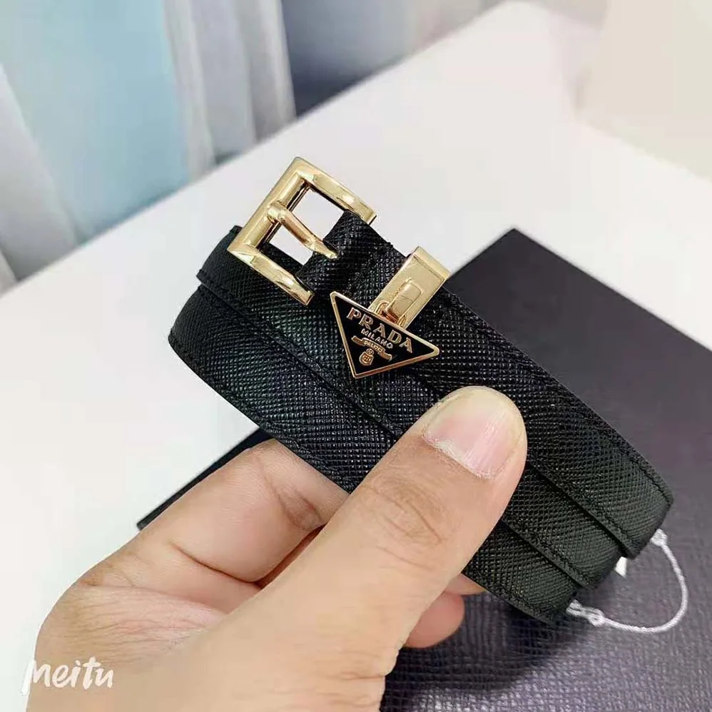 Prada Saffiano Leather Belt for Women in Black Prada Saffiano Leather Belt for Women in Black