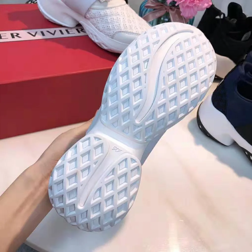 Roger Vivier Viv' Run Strass Buckle Sneakers for Women in White Roger Vivier Viv' Run Strass Buckle Sneakers for Women in White