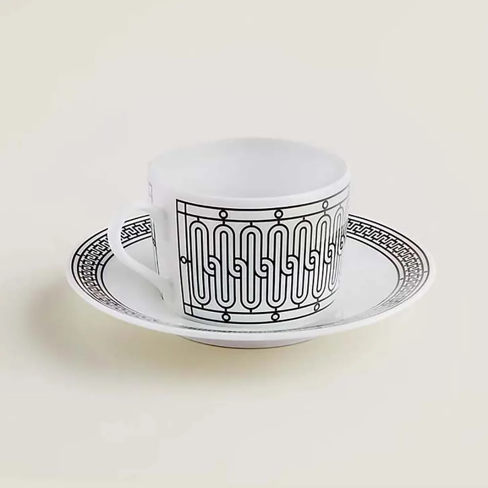 Hermes H Deco Tea Cup and Saucer for Unisex Hermes H Deco Tea Cup and Saucer for Unisex