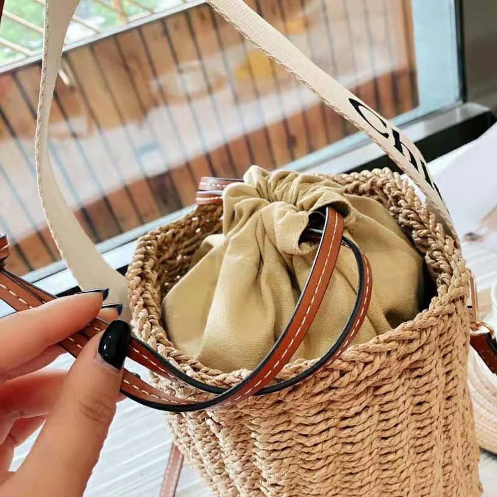 Chloe Small Woody Basket in Fair-trade Paper with the Woody Ribbon for Women Chloe Small Woody Basket in Fair-trade Paper with the Woody Ribbon for Women