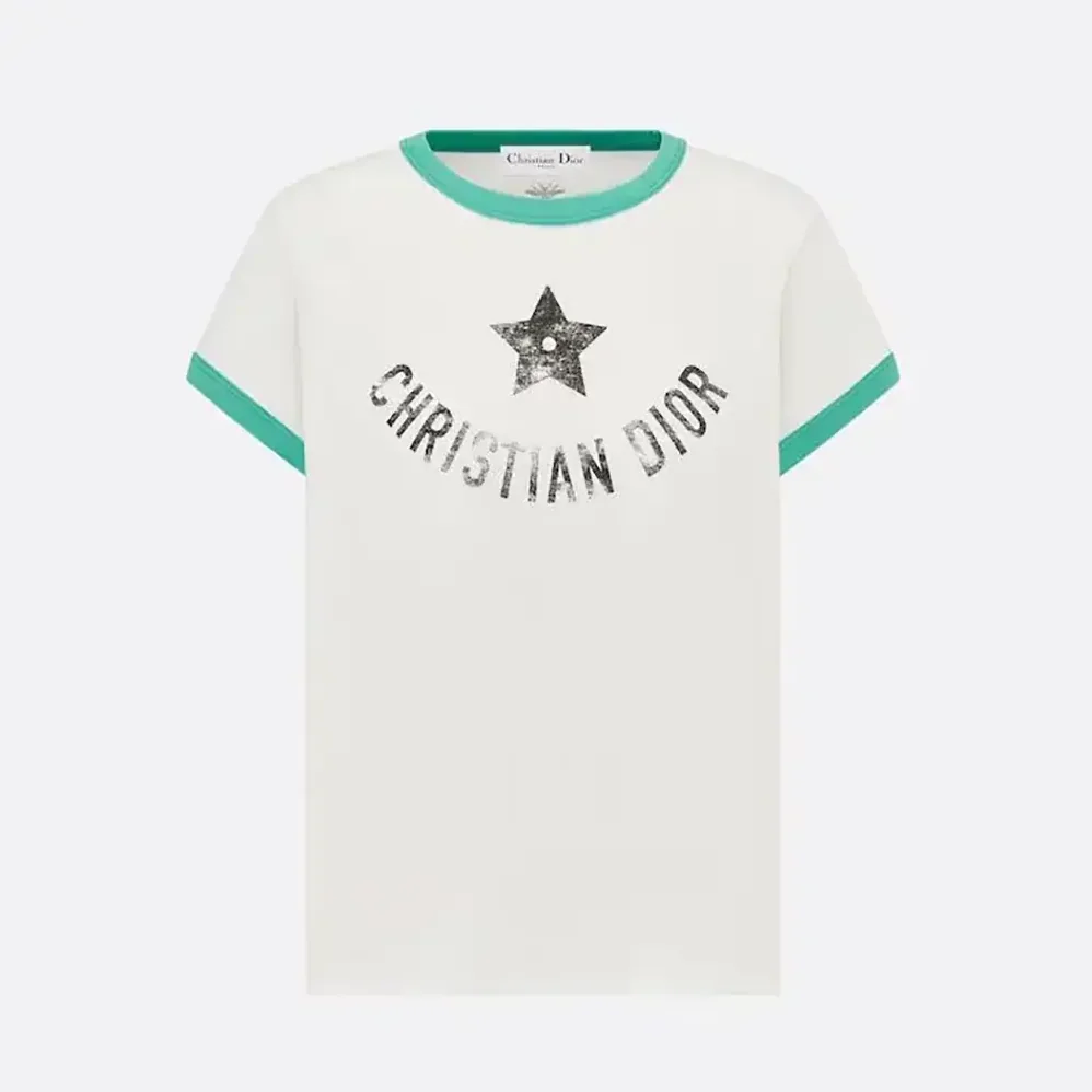 Dior Dioriviera T-Shirt Ecru and Aquamarina Cotton Jersey for Men