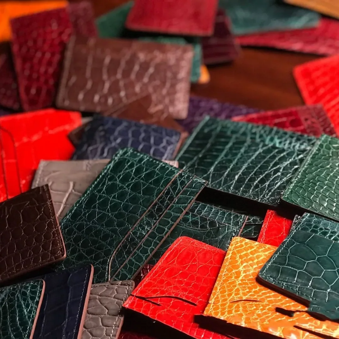 Crocodile Pattern Genuine Leather Fashionable Multi Card Wallet for Men's