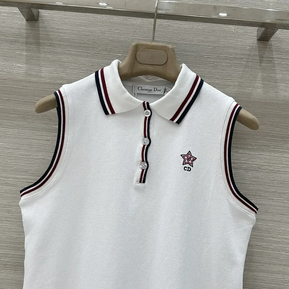 Dior Vibe Tank Top White Cotton-Blend Jersey with Three for Women in Tone Signature Dior Vibe Tank Top White Cotton-Blend Jersey with Three for Women in Tone Signature