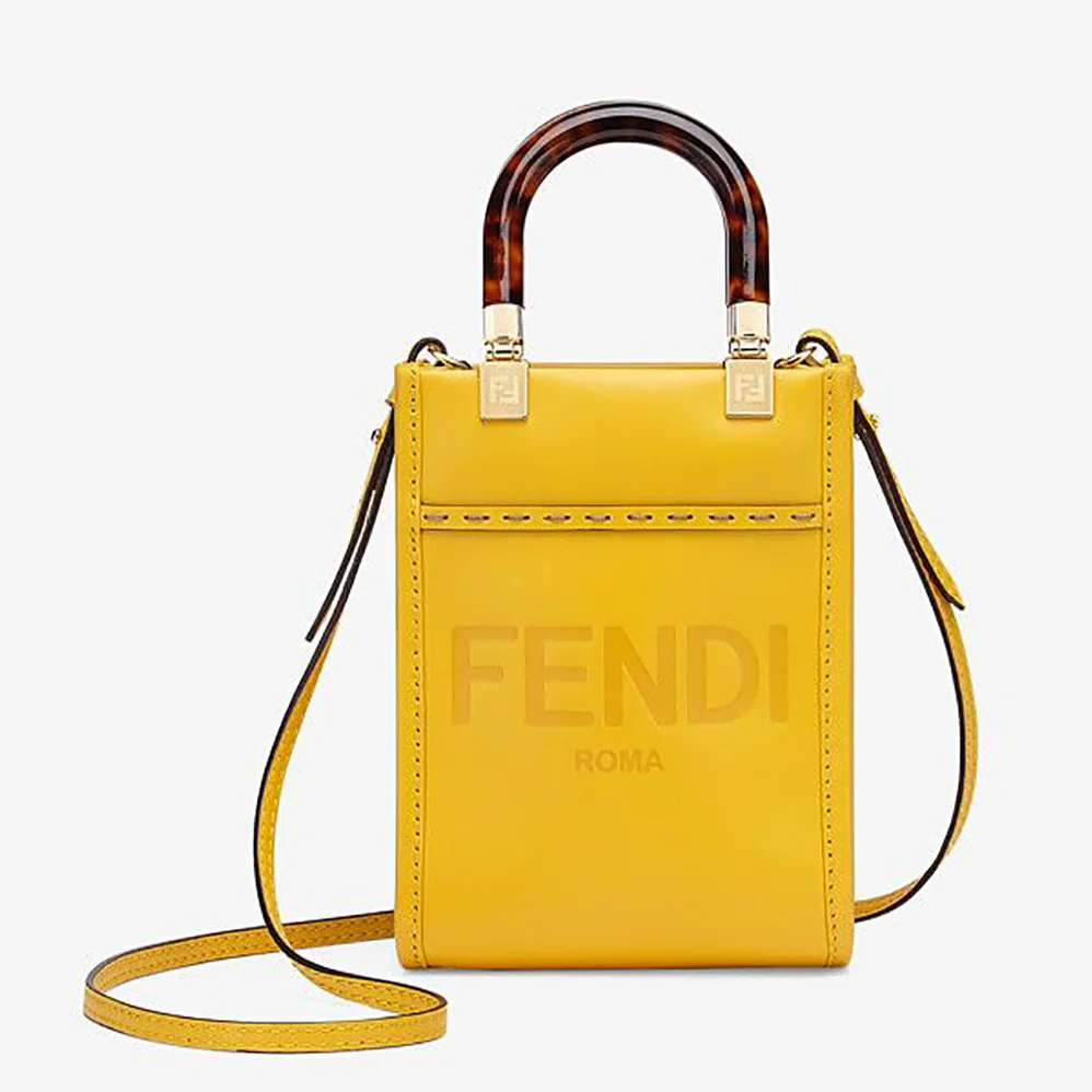 Fendi Mini Sunshine Shopper Leather Mini-Bag for Women in Yellow