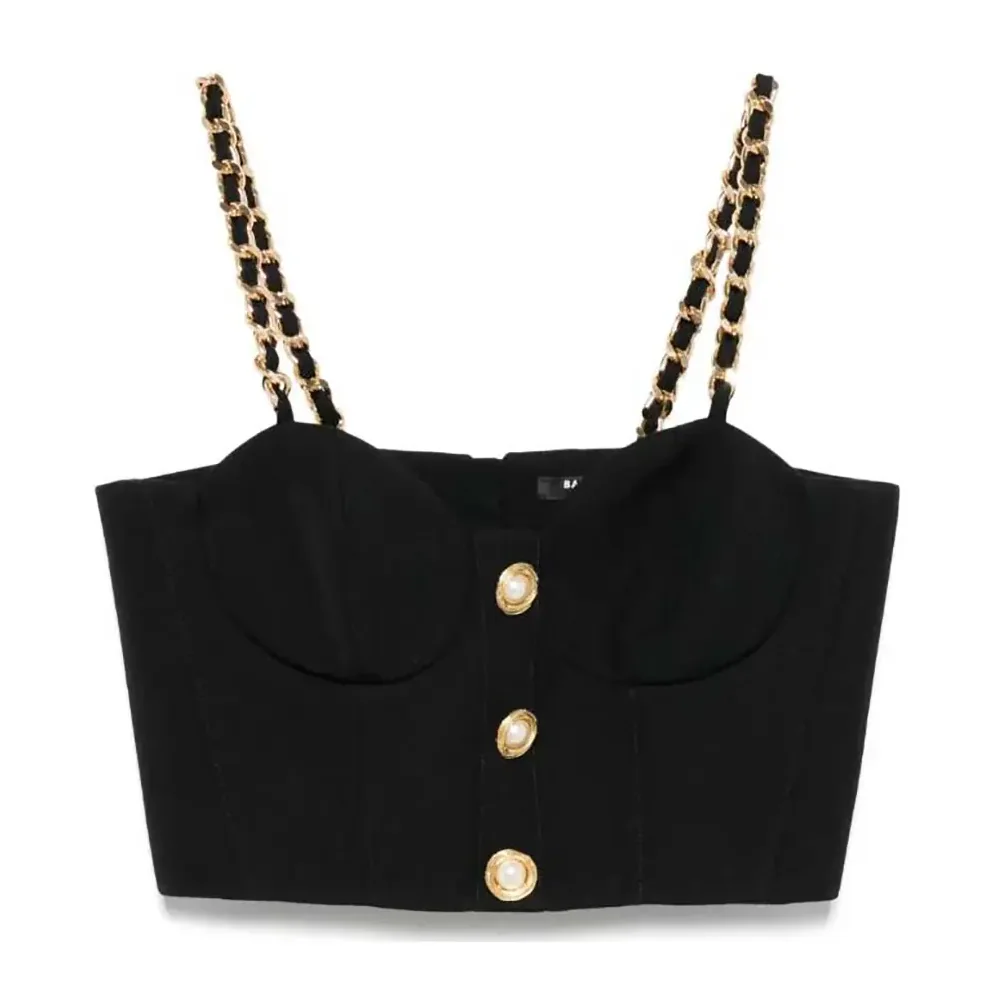Balmain Top Mit Kettenriemen for Women in Black