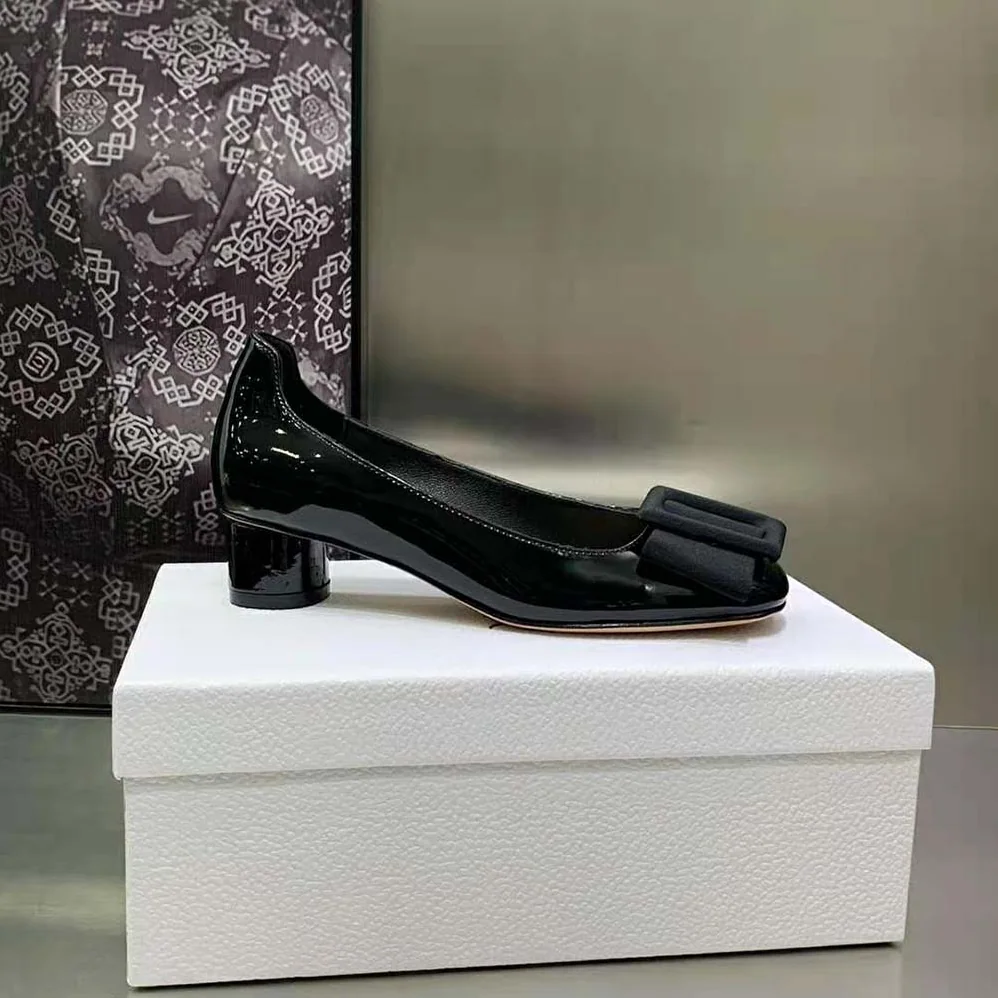 Dior Idylle Ballet Pump Black Patent Calfskin and Grosgrain in 35 mm Heel Height for Women Dior Idylle Ballet Pump Black Patent Calfskin and Grosgrain in 35 mm Heel Height for Women