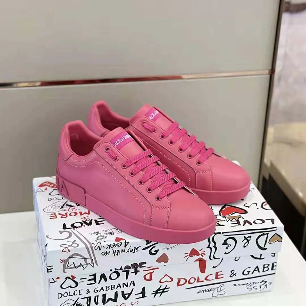 Dolce Gabbana D&G Calfskin Portofino Sneakers for Women in Rose Dolce Gabbana D&G Calfskin Portofino Sneakers for Women in Rose