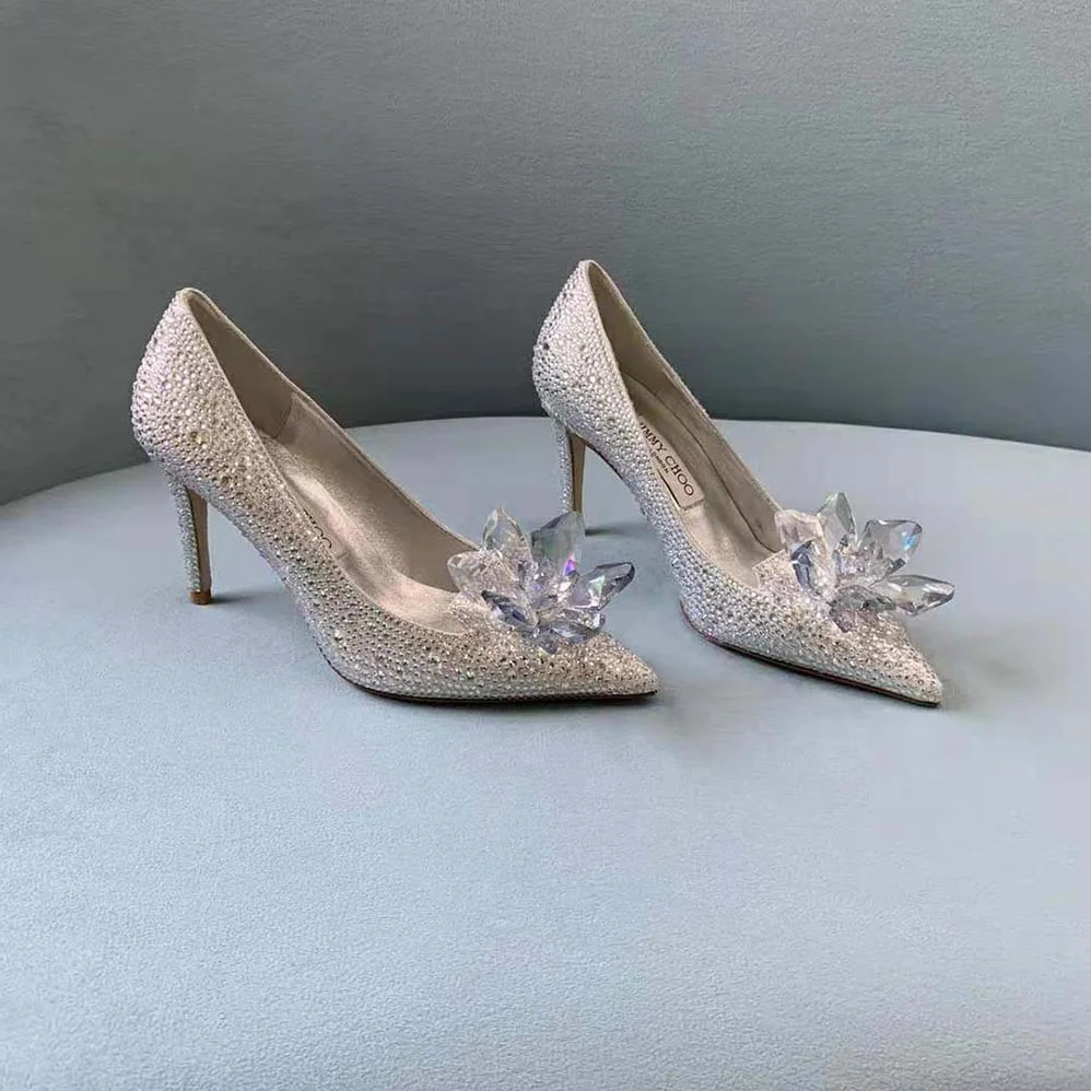 Jimmy Choo Avril Crystal Covered Pointy Toe Pumps for Women
