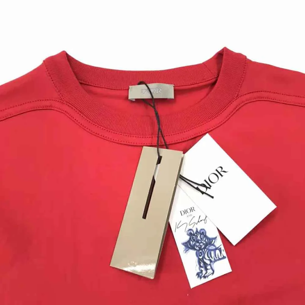 Dior Dior and Kenny Scharf T-shirt Relaxed Fit Red Cotton Jersey for Men Dior Dior and Kenny Scharf T-shirt Relaxed Fit Red Cotton Jersey for Men