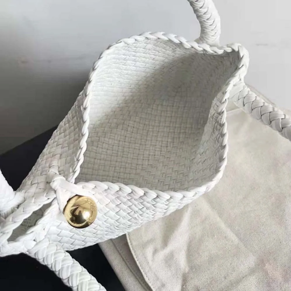 Bottega Veneta Tosca Shoulder Bag with Metallic Sphere Closure Woven for Women in White