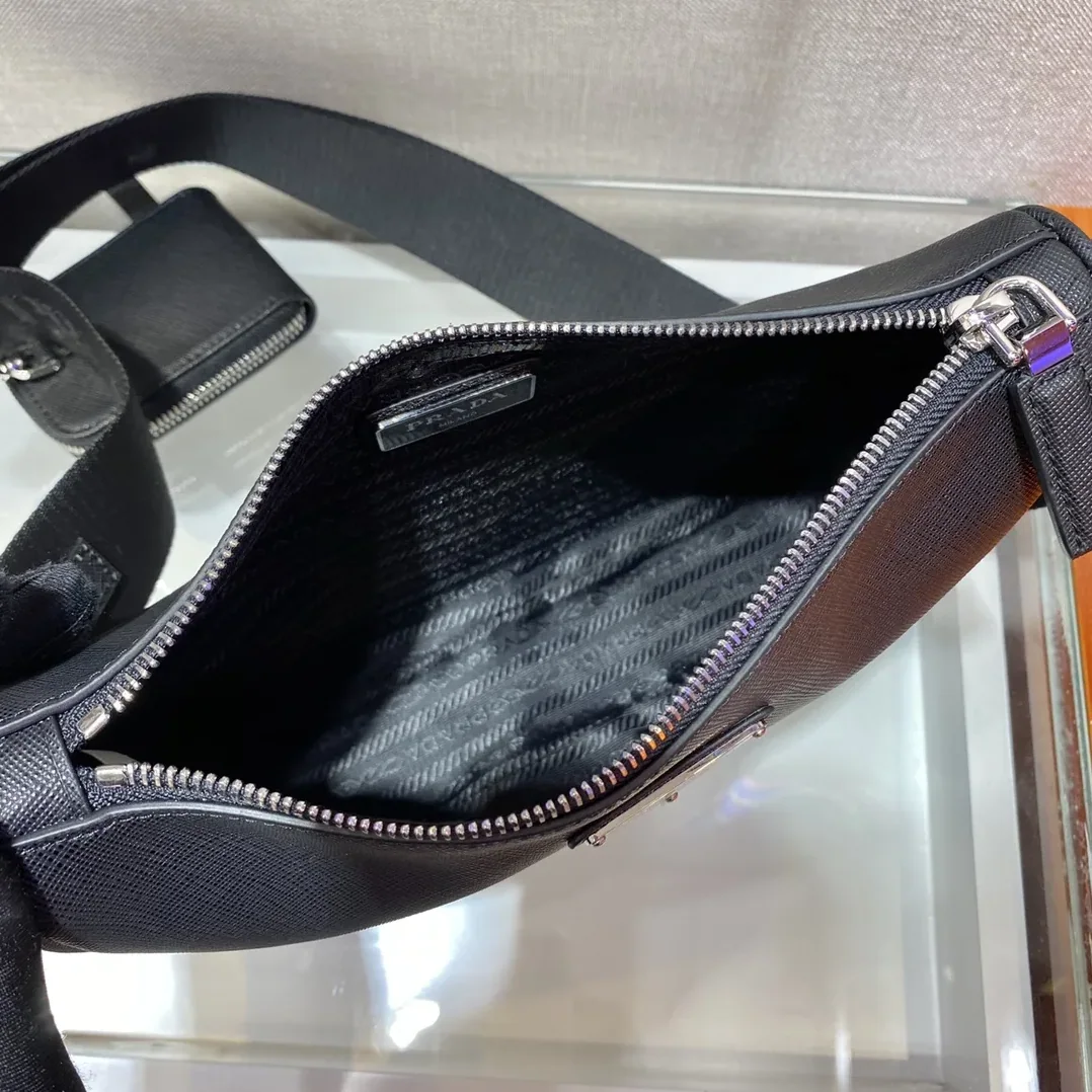 Prada Re-Nylon And Saffiano Shoulder Bag Black Prada Re-Nylon And Saffiano Shoulder Bag Black