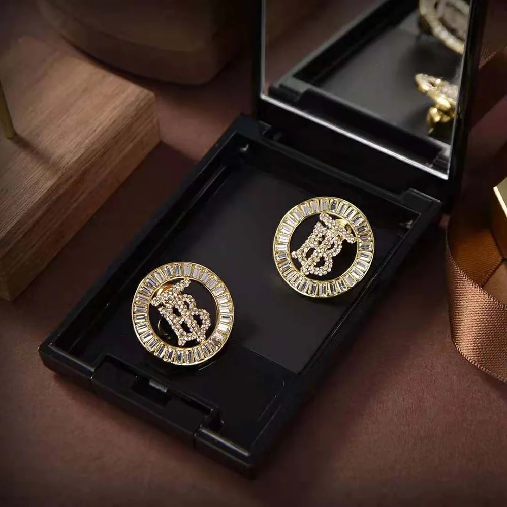 Burberry Crystal Detail Gold for Women in plated Monogram Motif Earrings Burberry Crystal Detail Gold for Women in plated Monogram Motif Earrings