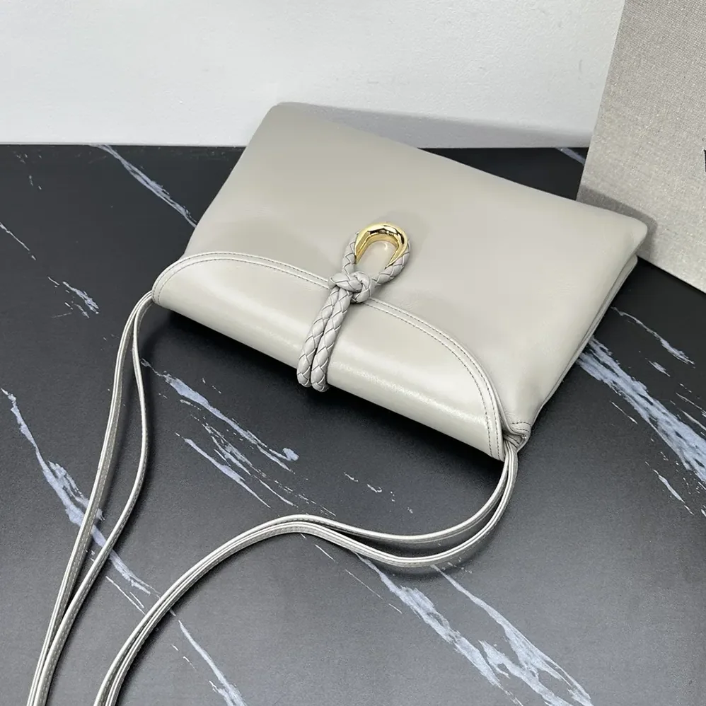 Bottega Veneta Liberta Cross-body Bag in Smooth Calf Leather for Women in Silver