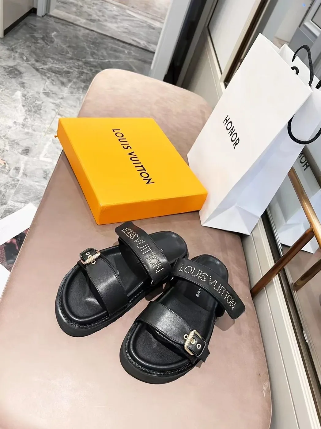 Louis Vuitton Bom Dia Flat Mule Black for Women