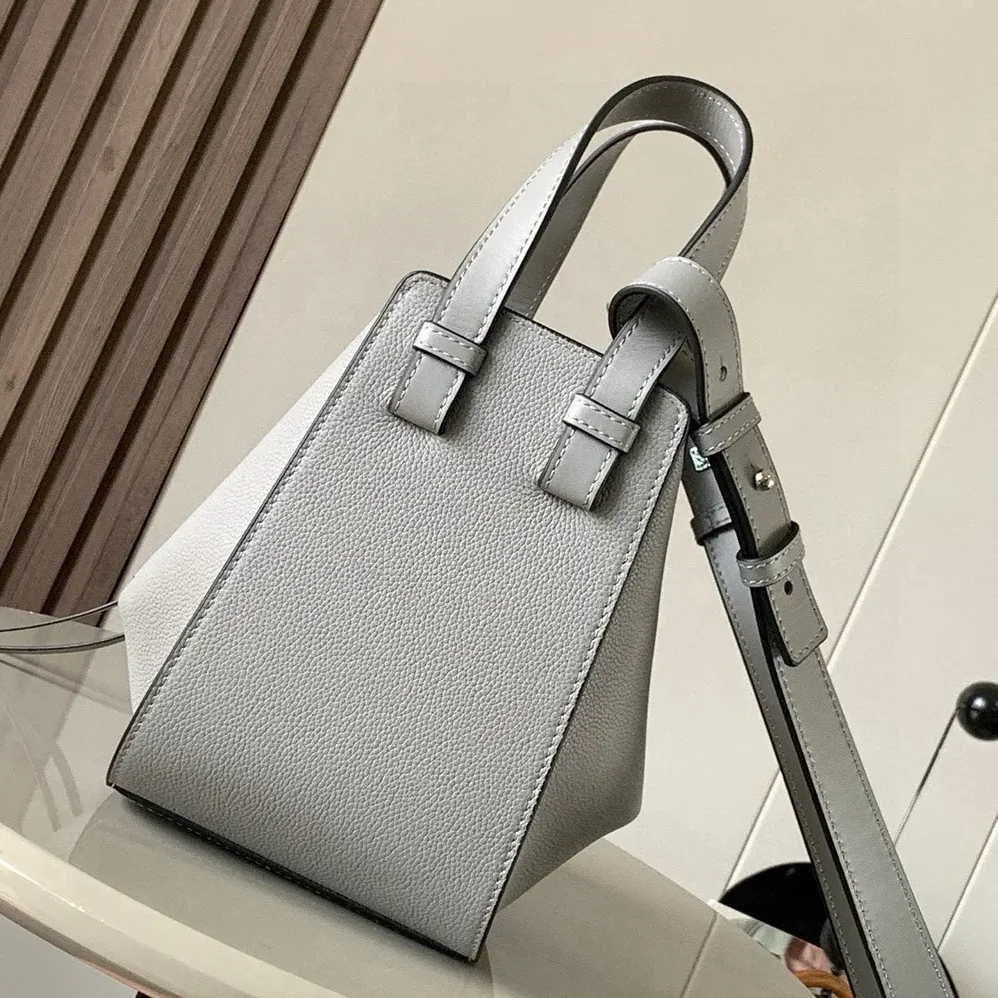 Loewe Compact Hammock Bag in Soft Grained Calfskin for Unisex in Silver