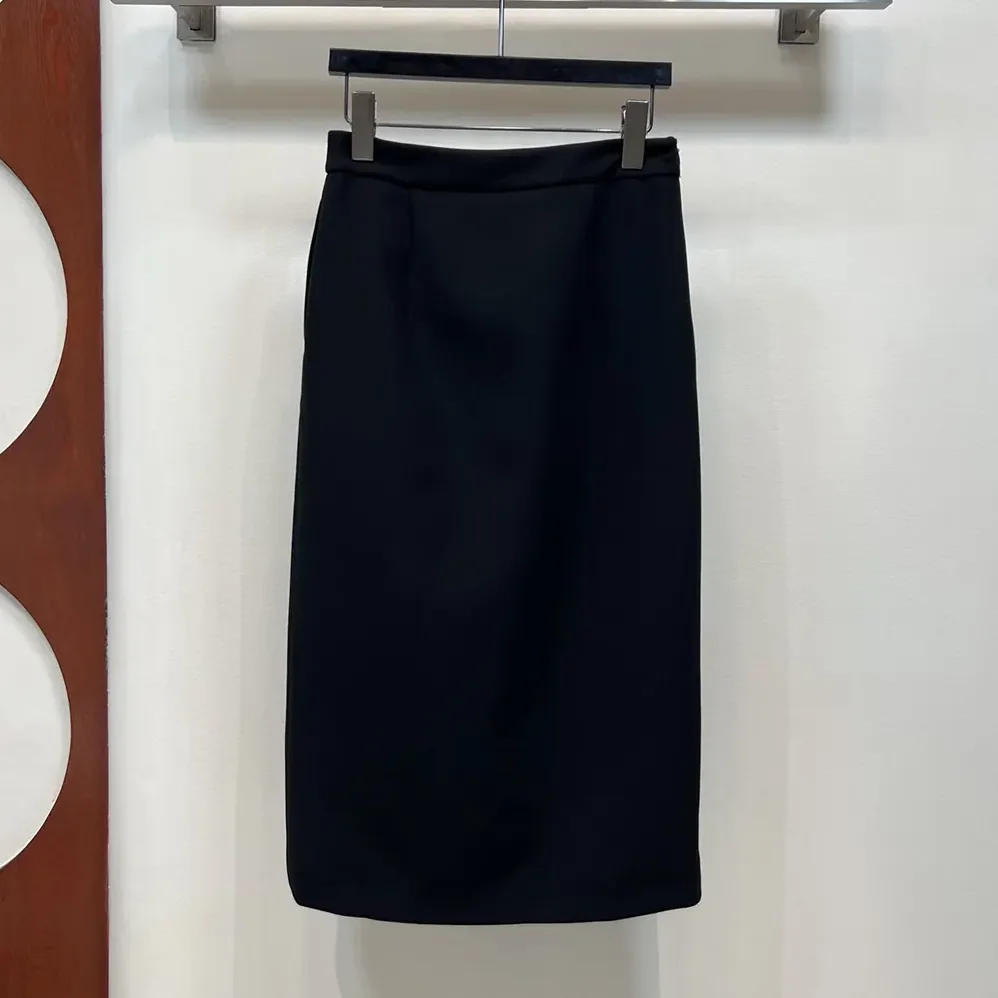 Dior Mid-Length Straight Skirt Black Virgin Wool and Silk Grain de Poudre for Women