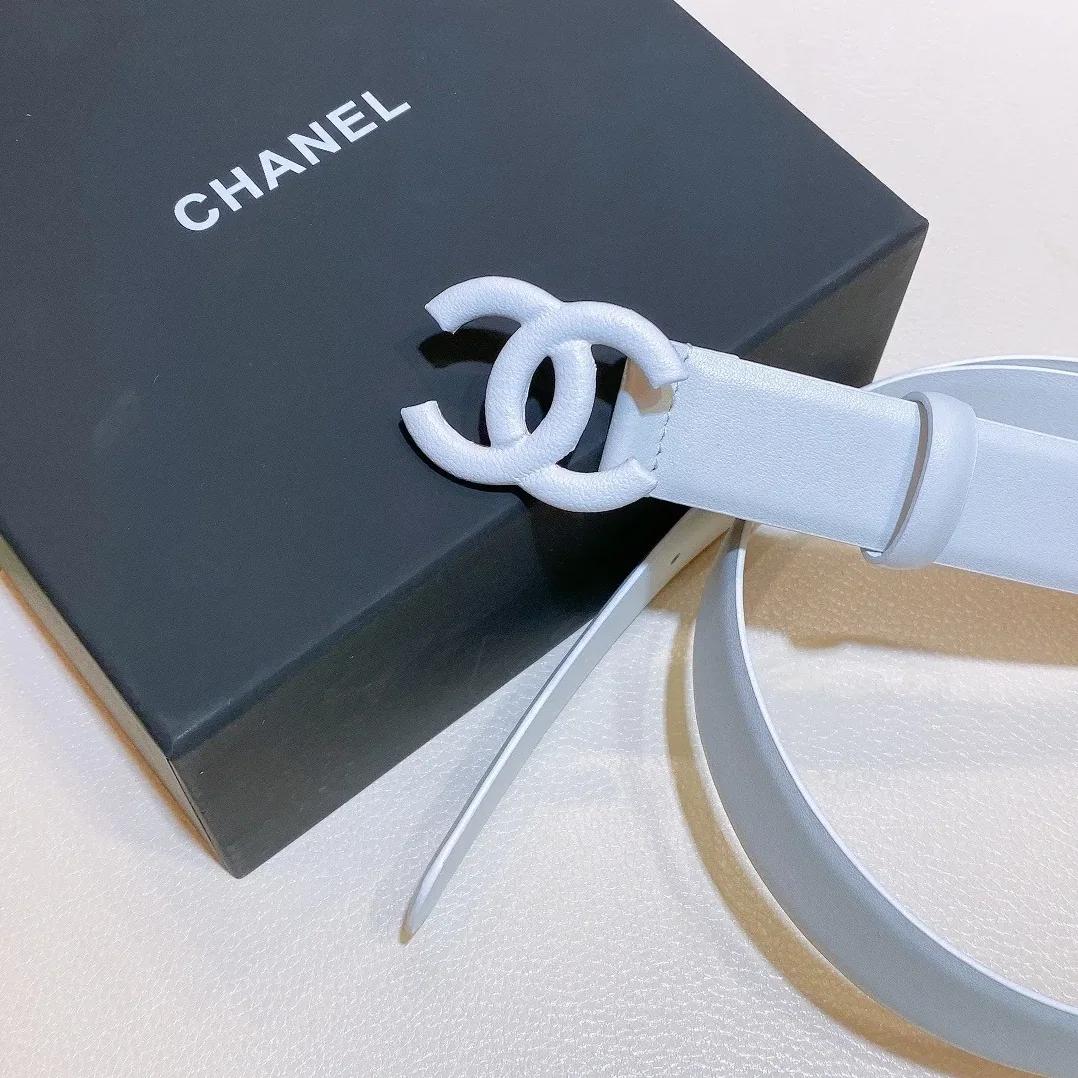 Chanel Belt With Double C Buckle White White in Toned Hardware Women