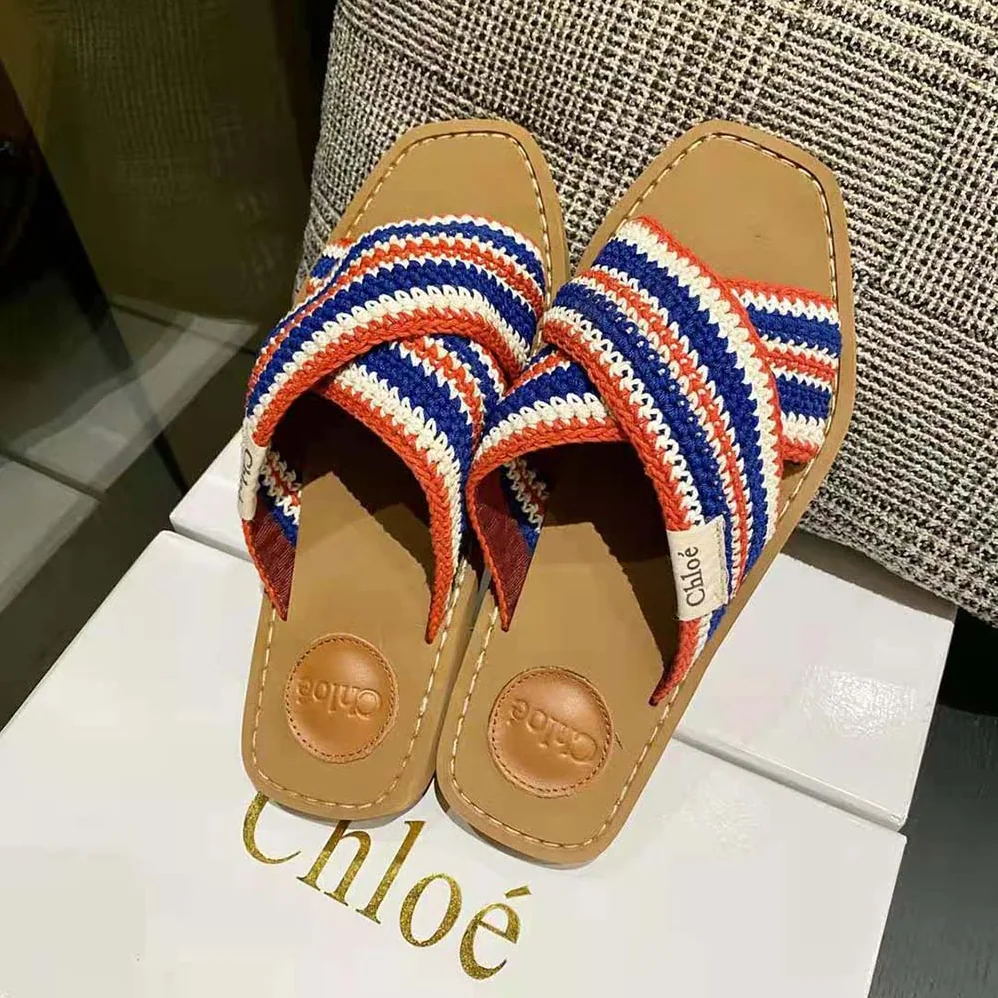 Chloe Woody Flat Mule for Women in Blue