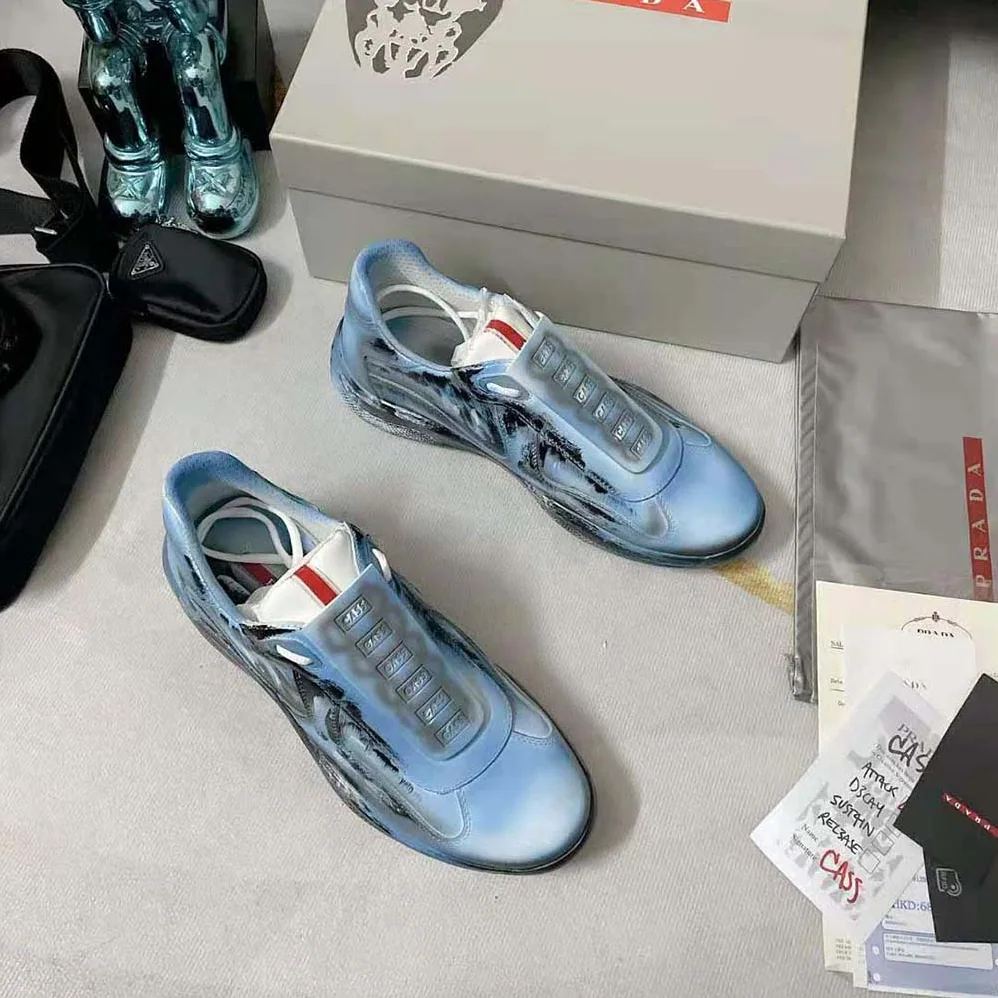 Prada Cass x Prada Americas Cup D3cay Sneakers for Unisex in Blue Prada Cass x Prada Americas Cup D3cay Sneakers for Unisex in Blue