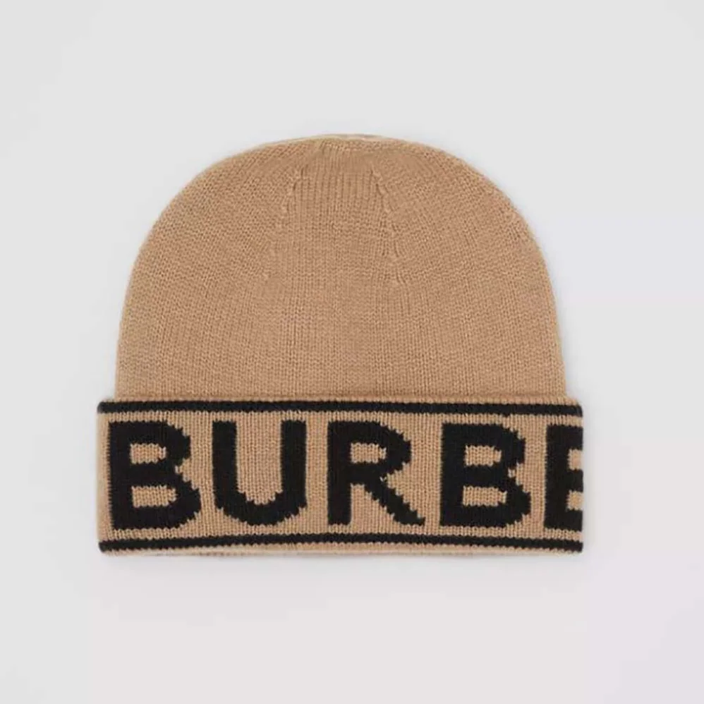 Burberry Logo Intarsia Cashmere Beanie for Women in Brown Burberry Logo Intarsia Cashmere Beanie for Women in Brown