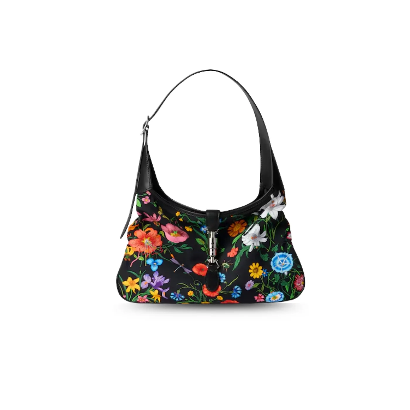 Gucci Jackie 1961 Medium Shoulder Bag in Black/ Multicolor Gold Hardware