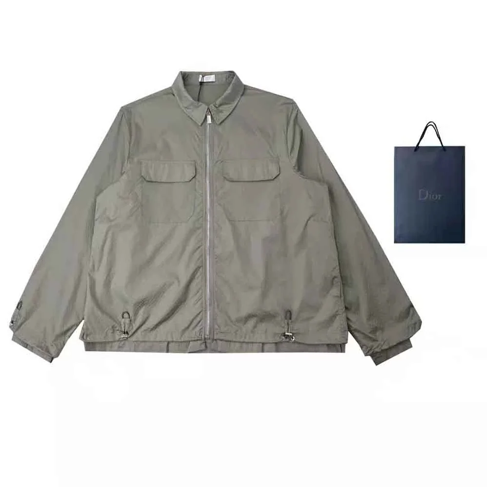 Dior Zipped Blouson Gray Technical Cotton Ripstop for Men