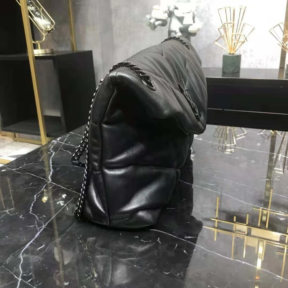 Saint Laurent YSL Puffer Medium Chain Bag in Quilted Lambskin for Women in Black